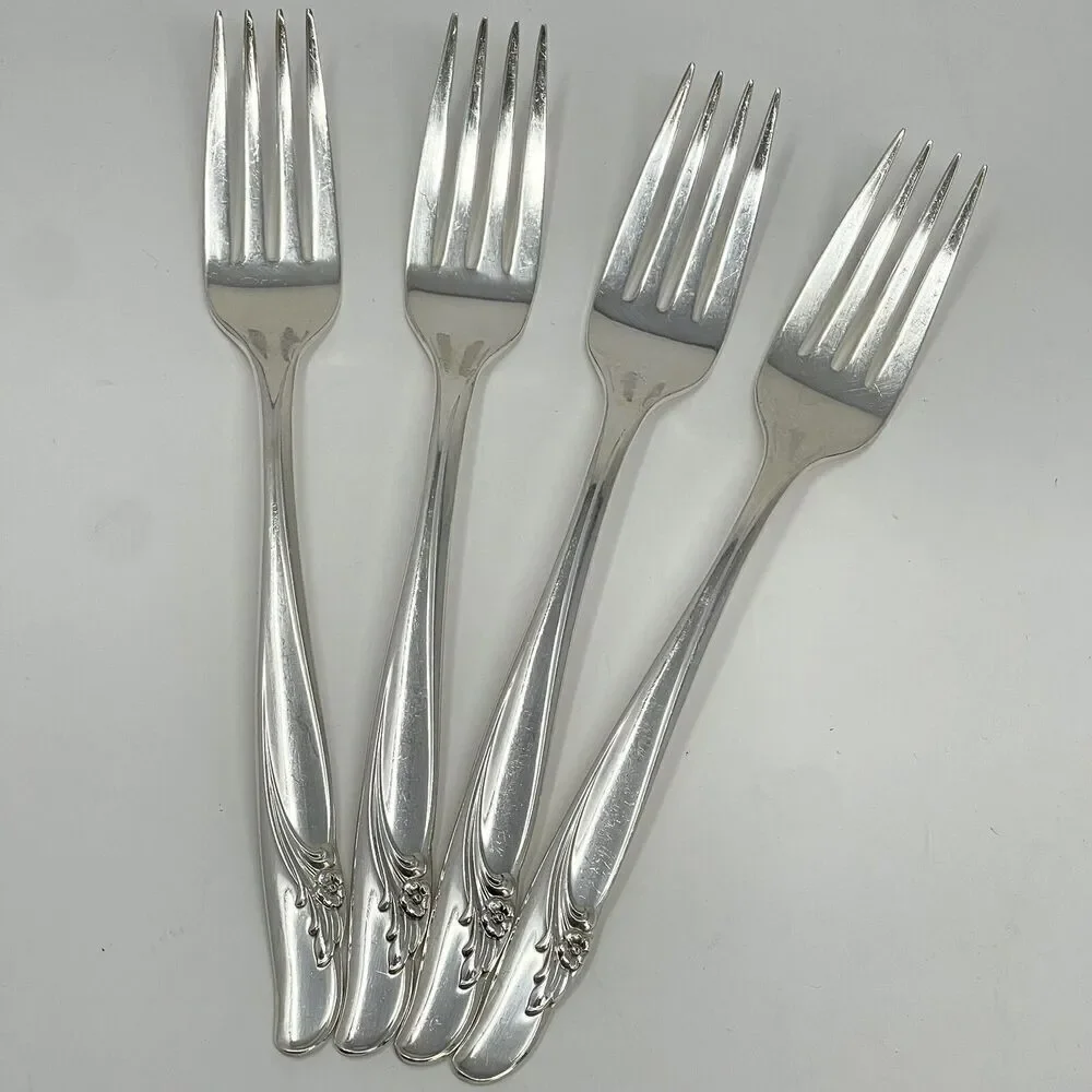 International Rogers EXQUISITE Silverplate 1957 Dinner Forks 7.25” Set Of 4